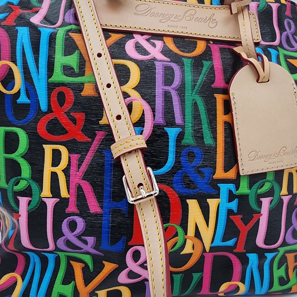 Dooney & Bourke Retro Grafica Vanessa Florentine Vacchetta Leather Tote Shoulder - Picture 14 of 16